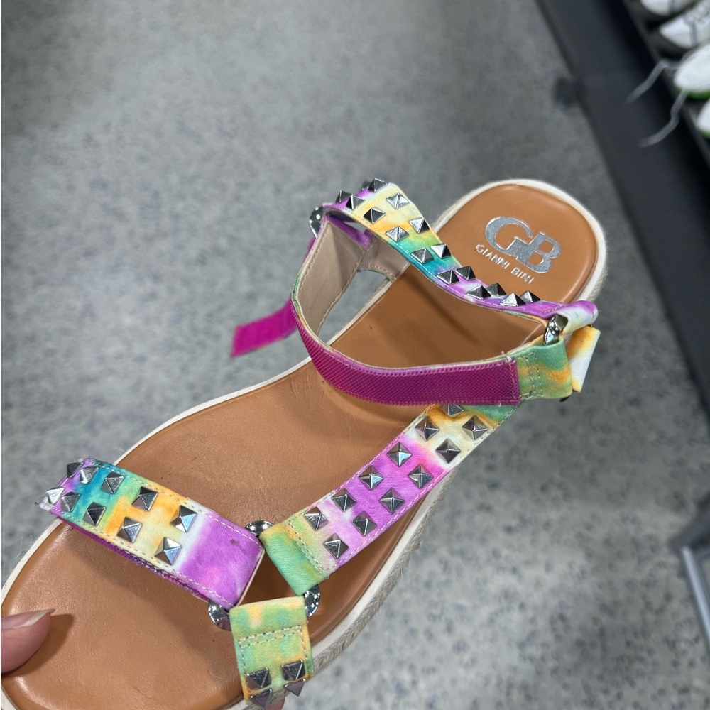 Gianni Bini Rainbow Studded Espadrille Flatform Sandals